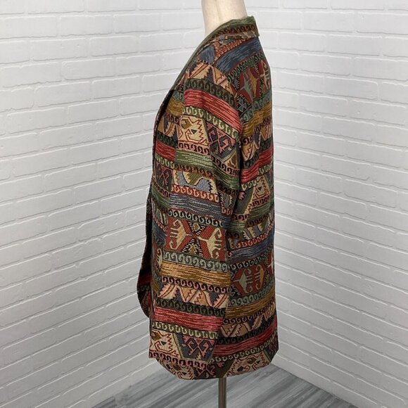 Ascente Sport Blazer Women Medium Red Green Tapestry‎ Aztec Southwestern USA VTG - Picture 4 of 13